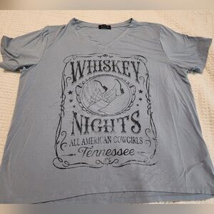 Zutter Whiskey Nights Graphic Tee Tennessee Blue Stretchy Size L Nashville Night